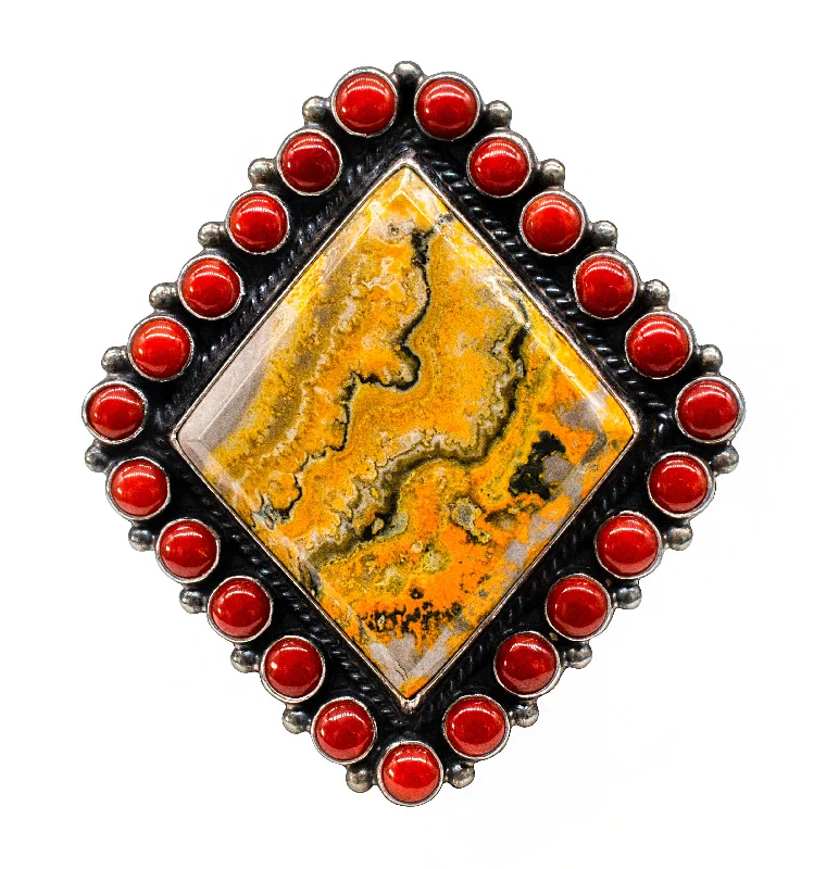 Exclusive Jewelry Markdowns – Limited-Time Offer Bumble Bee Jasper & Coral Ring | Anthony Skeets