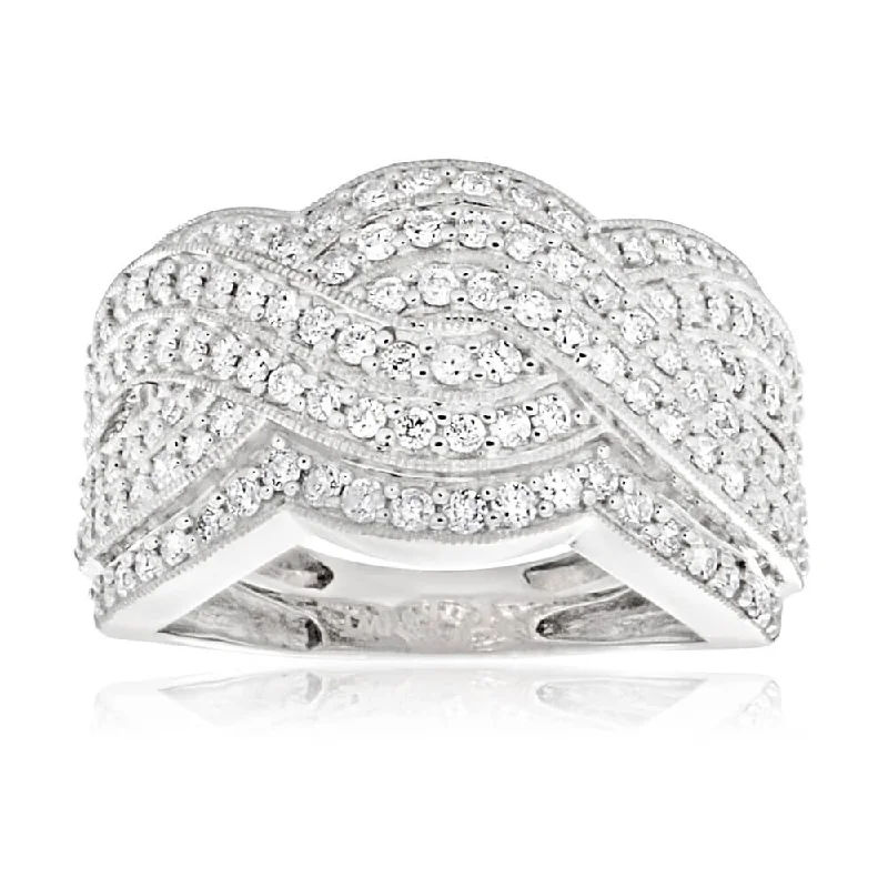 Elegant Rose Gold Jewelry For A Stylish Touch 1.00 Carat Diamond Ring in 9ct White Gold