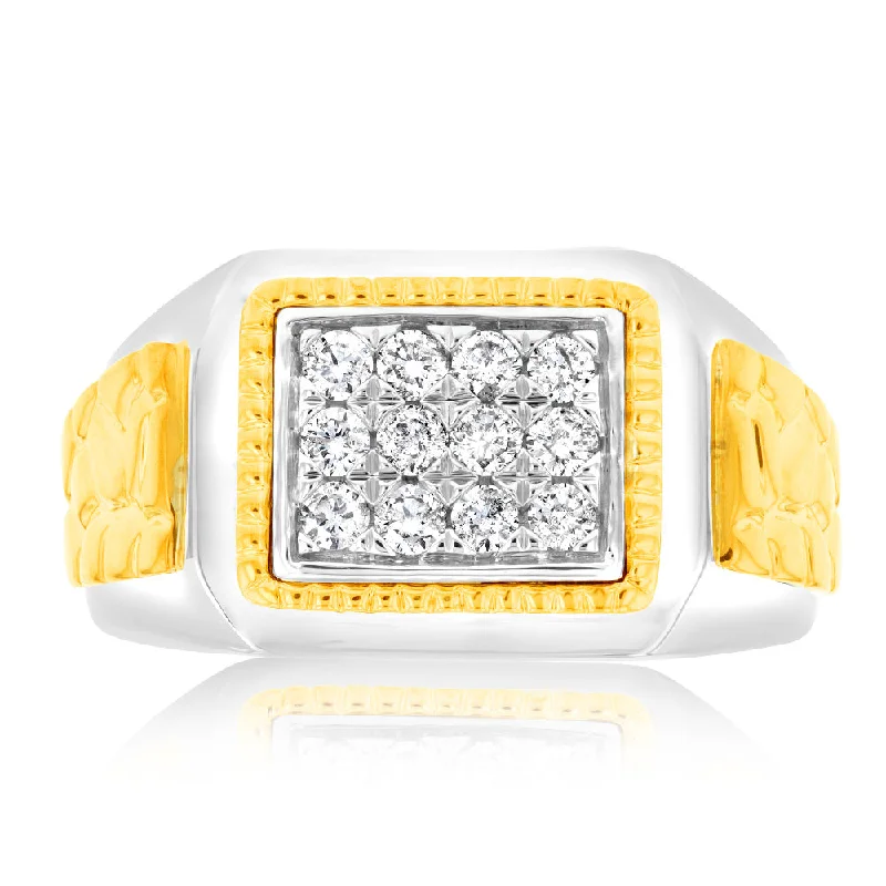 Last Chance To Shop High-End Jewelry At Markdown Prices 1/2 Carat Diamond Gents Ring in 10ct Yellow & White Gold Last Chance To Shop High-End Jewelry At Markdown Prices 1/2 Carat Diamond Gents Ring in 10ct Yellow & White Gold