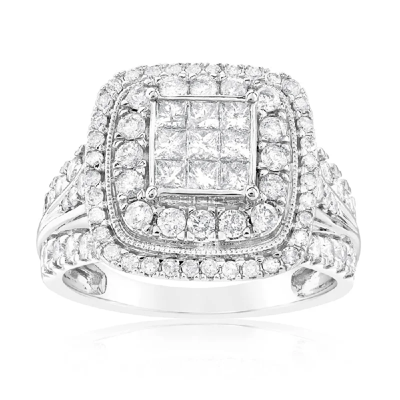 Unmissable Jewelry Clearance – Final Reductions 1.40 Carat Diamond Cushion Cluster Ring in 14ct White Gold Unmissable Jewelry Clearance – Final Reductions 1.40 Carat Diamond Cushion Cluster Ring in 14ct White Gold