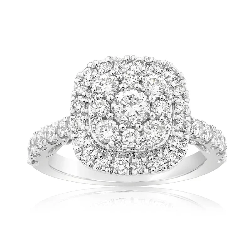 Luxury Jewelry Without The Luxury Price Tag 1.40 Carat Diamond Cushion Shape Ring in 10ct White Gold Luxury Jewelry Without The Luxury Price Tag 1.40 Carat Diamond Cushion Shape Ring in 10ct White Gold