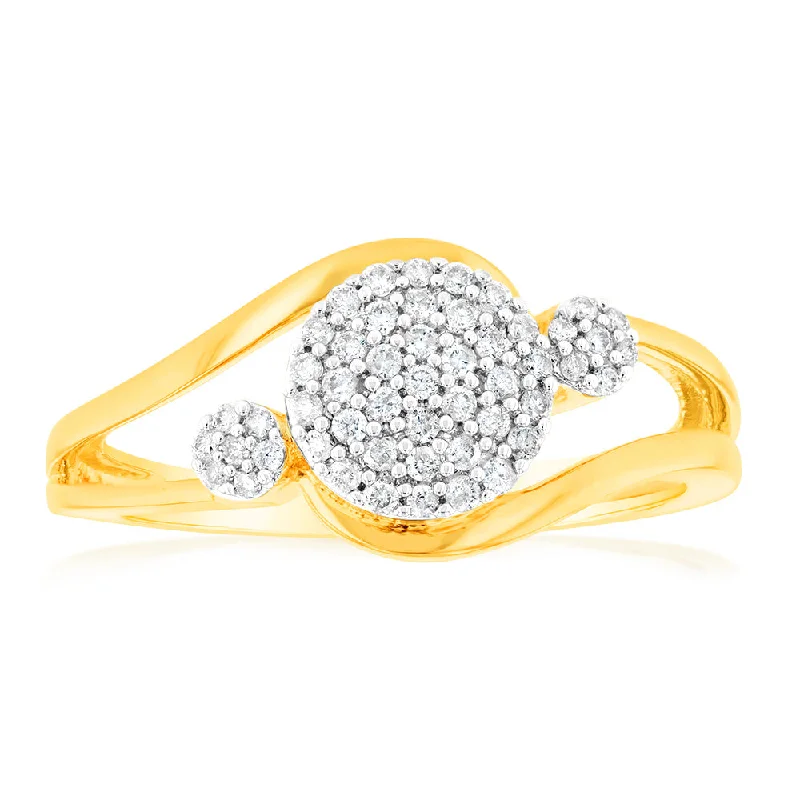 Save On Luxury Jewelry Pieces – Limited-Time Offers 1/6 Carat Diamond Cluster Ring in 9ct Yellow Gold