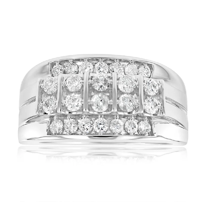 Handcrafted Jewelry Sale – Unique Designs At Low Prices 1 Carat Diamond Gents Ring in 10ct White Gold