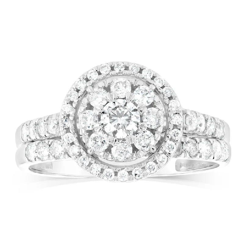 Modern Statement Jewelry For Bold Styling 1 Carat Diamond Ring in 9ct White Gold