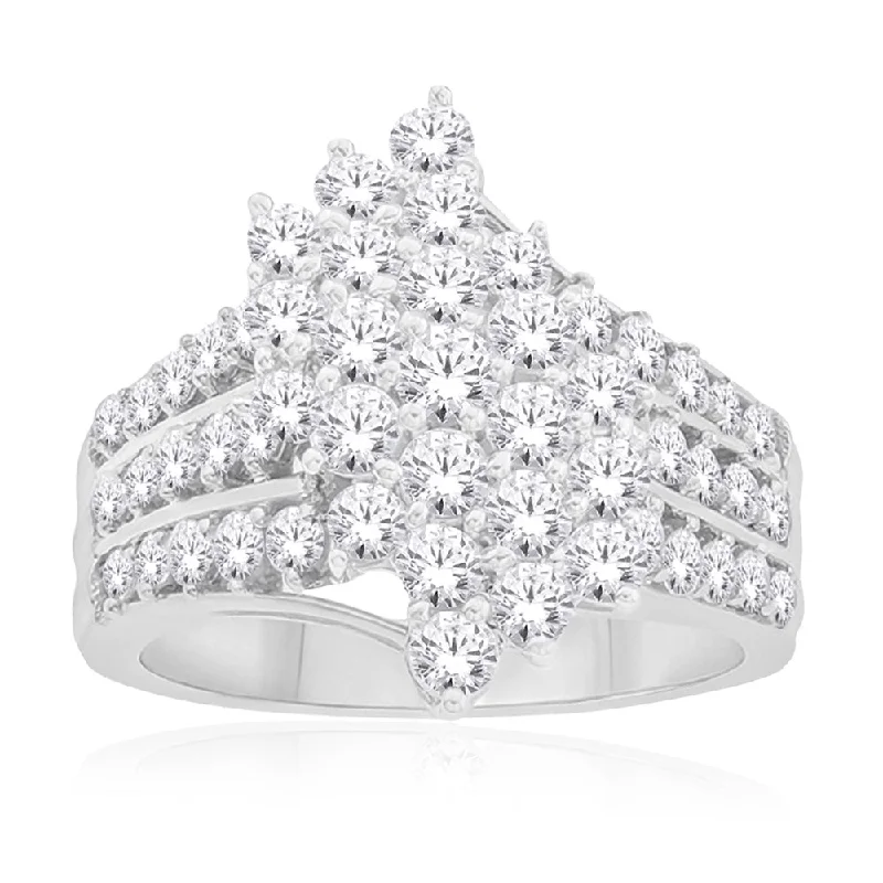Seasonal Jewelry Sale – Upgrade Your Collection 10ct White Gold 2 Carat Diamond Fancy Dress Ring