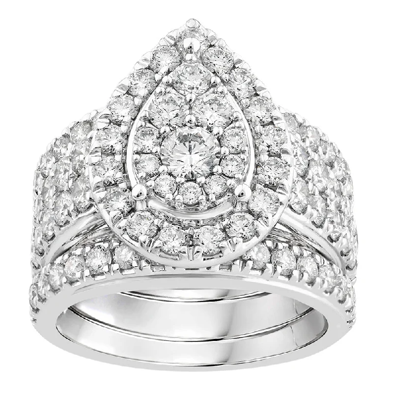 Discounted Jewelry For A Glamorous Look 10ct White Gold Luminesce Lab Grown 3 Carats Diamond Rings Set