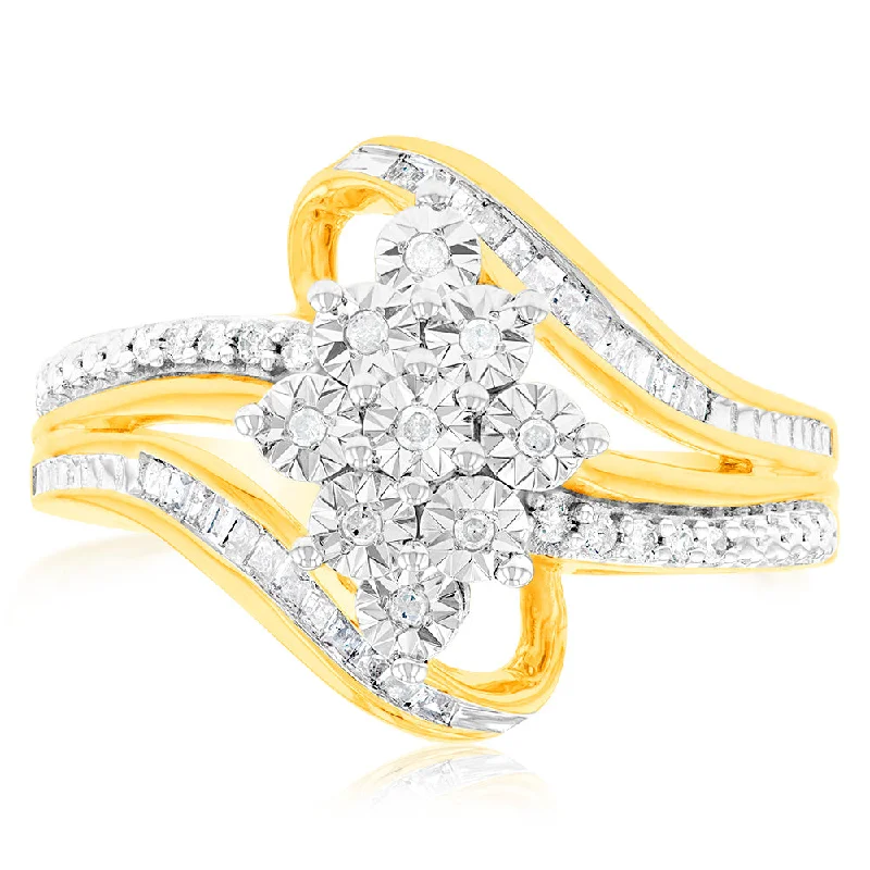 High-Quality Jewelry At A Fraction Of The Cost 10ct Yellow Gold Diamond Ring With 0.18 Carat Of Diamonds