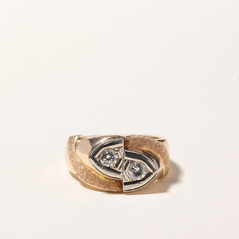Discounted Luxury Jewelry – Shine Without The Splurge 10k Two Tone Gold Two Stones Diamond Ring | 0.48ctw | SZ 11