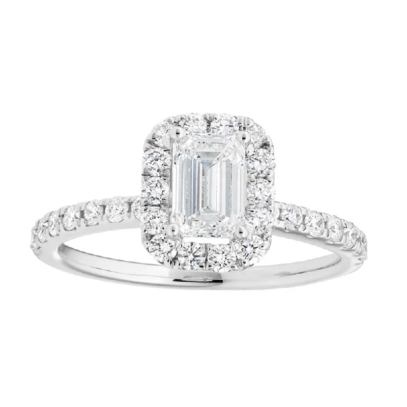 Everyday Jewelry Essentials Now On Sale 14ct White Gold 1.20 Carat Diamond Ring with 3/4 Carat Emerald Centre Diamond