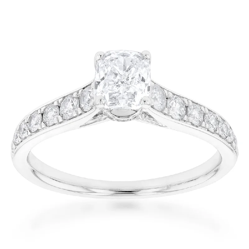 Limited-Stock Jewelry Sale – Once It's Gone, It's Gone 14ct White Gold 1.40 Carat Ring with Cushion Cut Centre Diamond