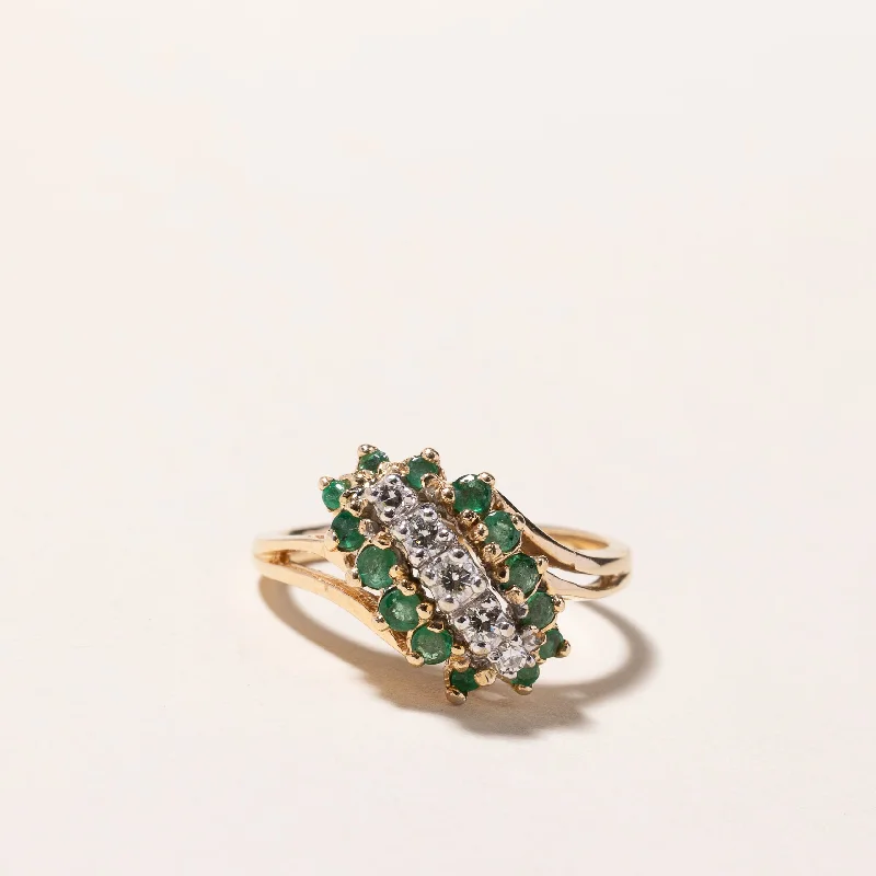 Breathtaking Jewelry At Limited-Time Savings 14k Yellow Gold Emerald & Diamond Ring | 0.24ctw, 0.13ctw | SZ 6.5