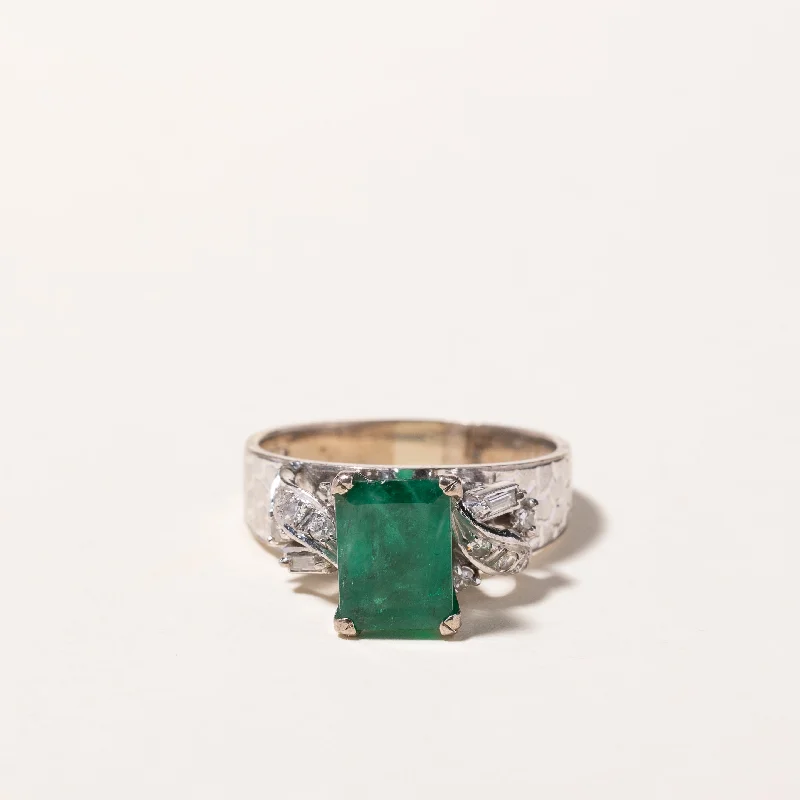 Accessorize For Less – Luxury Jewelry At Affordable Prices 14k White Gold Emerald and Diamond Ring | 1.67ct, 0.17ctw | SZ 7.75