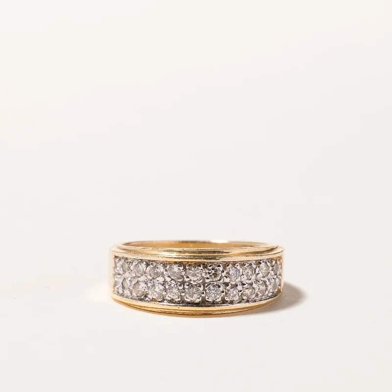 Timeless Jewelry At Special Discount Rates 14k Yellow Gold 2 Row Diamond Band | 0.37ctw | SZ 6