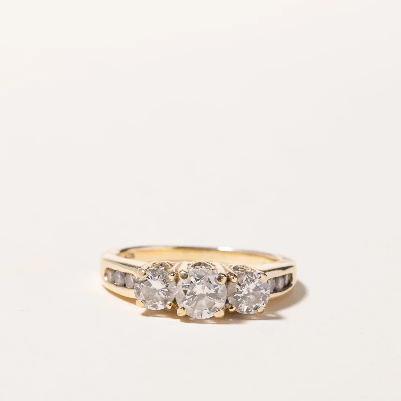 Flash Sale On Stunning Jewelry – Don't Miss Out 14k Yellow Gold Past Present Future Diamond Engagement Ring | 1.46ctw | SZ 7.25
