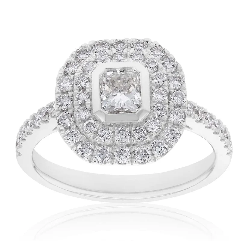 Elegant Rose Gold Jewelry For A Stylish Touch 18 White Gold 1.30 Carat Diamond Halo Ring