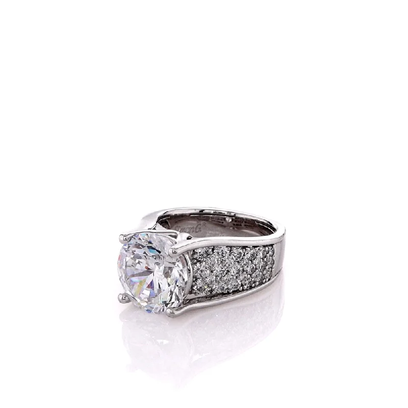 Fine Jewelry, Limited-Time Offers Available 18k White Gold Graduated Shank Cubic Zirconia And Diamond Ring Fine Jewelry, Limited-Time Offers Available 18k White Gold Graduated Shank Cubic Zirconia And Diamond Ring