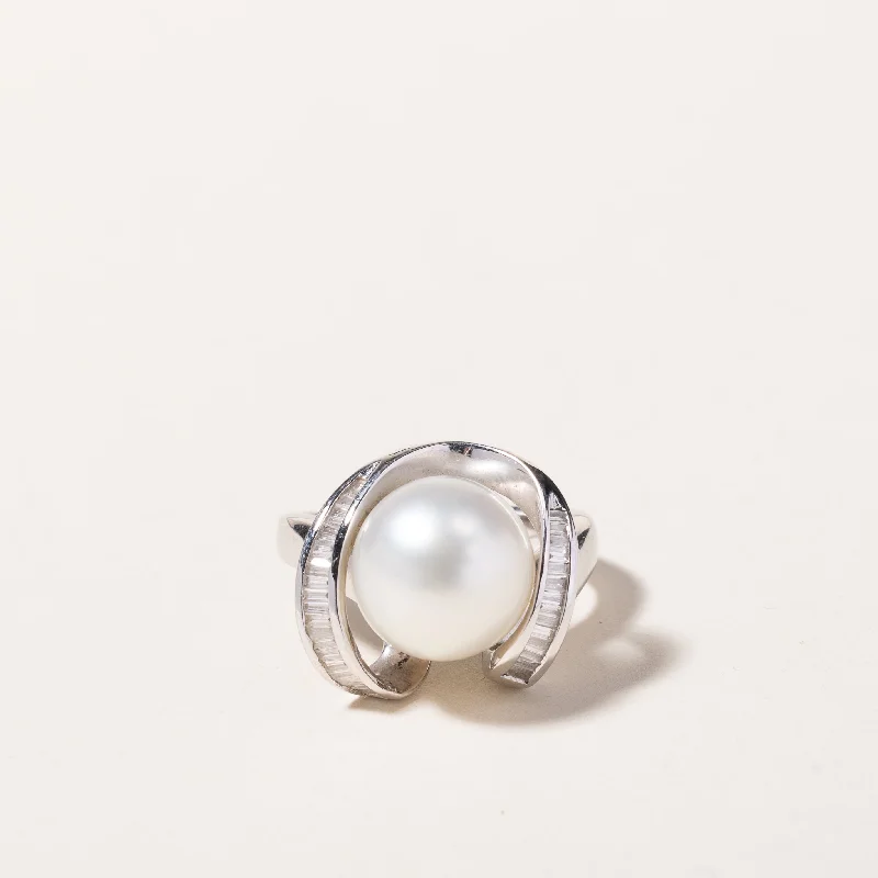Celebrate Every Occasion With Sparkling Savings 18k White Gold South Sea Pearl & Diamond Ring | 11.50mm, 0.52ctw | SZ 5.5
