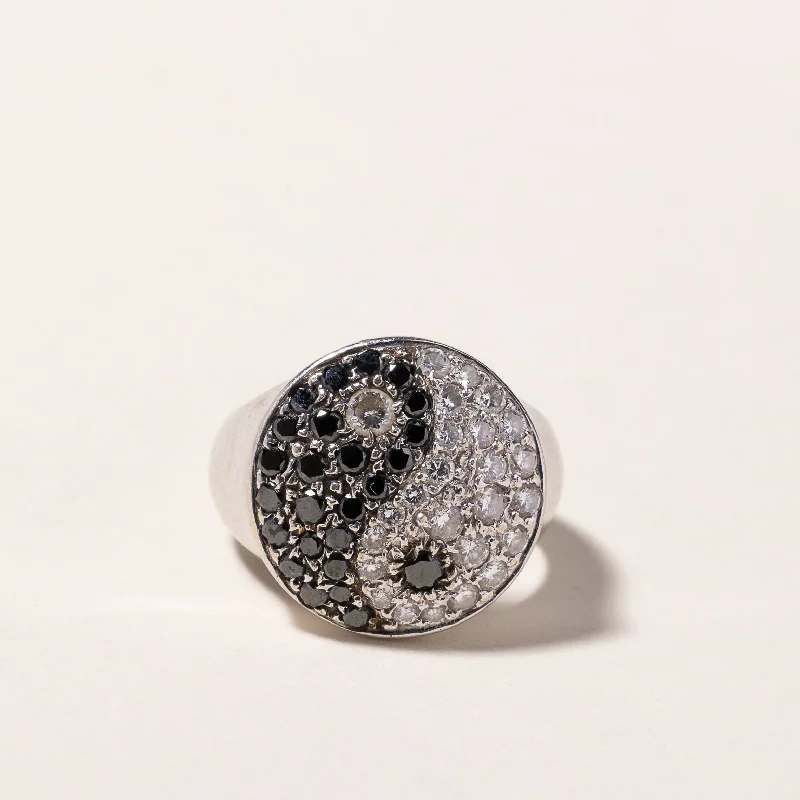 Timeless Jewelry At Special Discount Rates 18k White Gold Yin Yang Symbol Diamond Ring | 1.56ctw | SZ 4.75