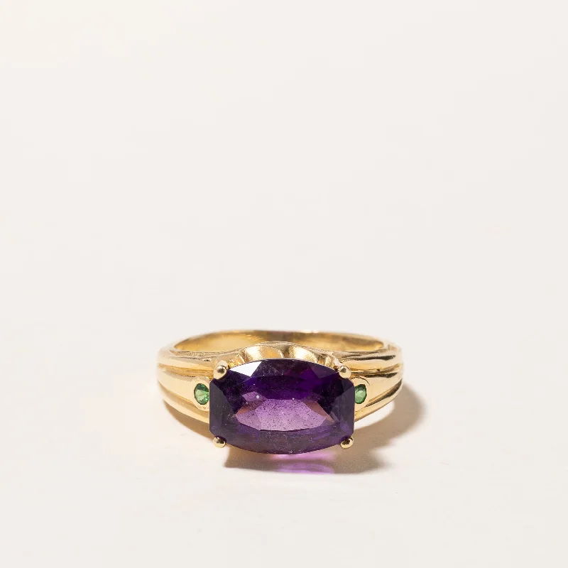 Big Discounts On Elegant Jewelry Collections 18k Yellow Gold Amethyst & Tsavorite Ring | 3.33ct, 0.08ctw | SZ 7.5