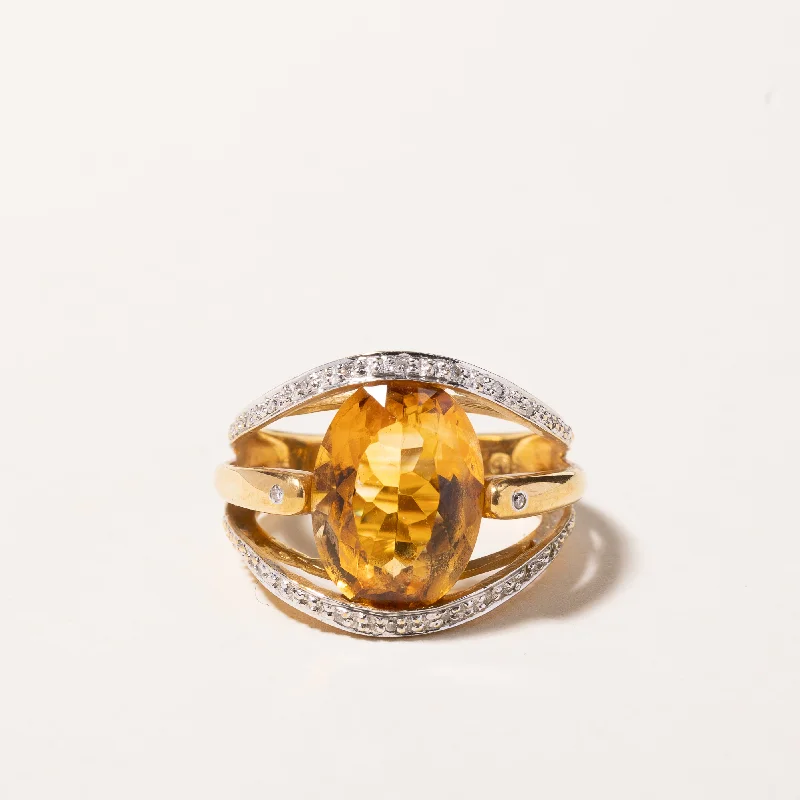 Premium Jewelry At Special Low Prices For A Limited Time 18k Yellow Gold Citrine & Diamond Ring | 5.95ct, 0.14ctw | SZ 7