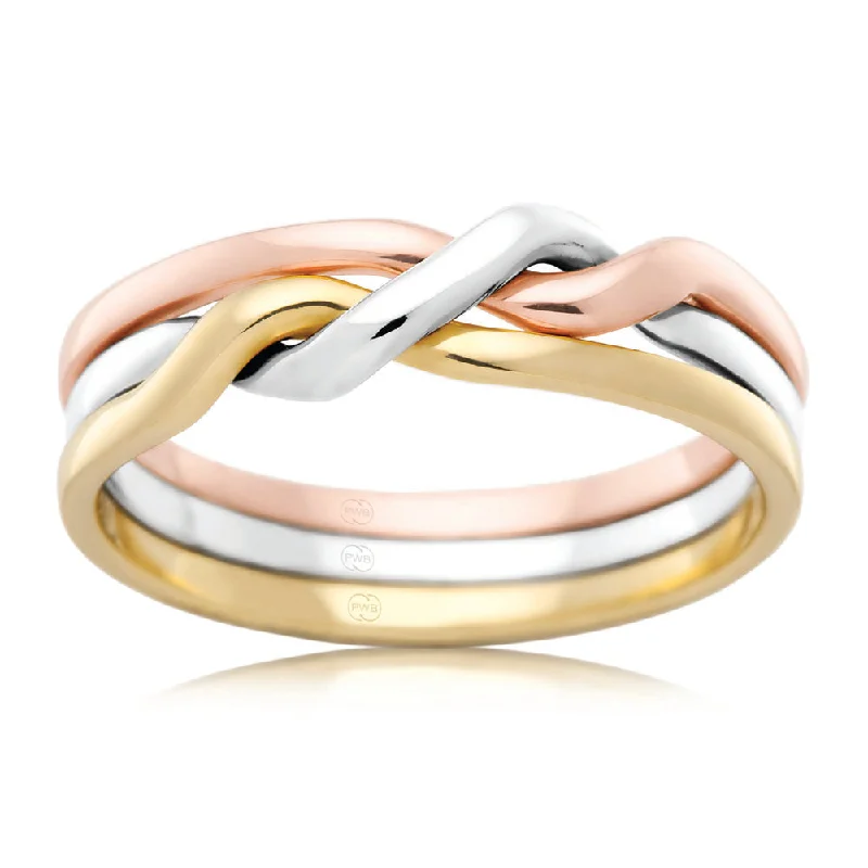 Personalized Jewelry Sale – Unique Pieces At Great Prices 9ct Gold 3 Tone 7.5mm Cossack Ring with White, Yellow & Rose Gold. Size V