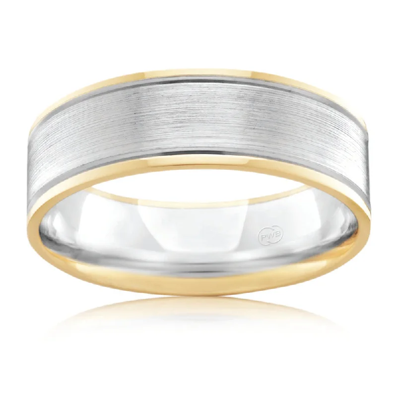 Exclusive Jewelry Offers – Shine For Less 9ct Two Tone Gold 6mm Ring. Size U