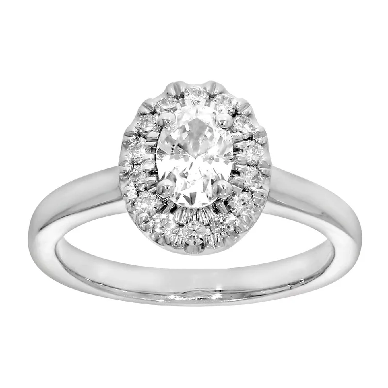 Chic And Stylish Jewelry At Exclusive Prices 9ct White Gold 1 Carat Diamond Ring with Oval Centre Diamond