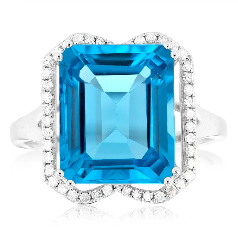 Best Jewelry Deals – Premium Quality At Exclusive Discounts 9ct White Gold Natural Blue Topaz And Diamond Ring