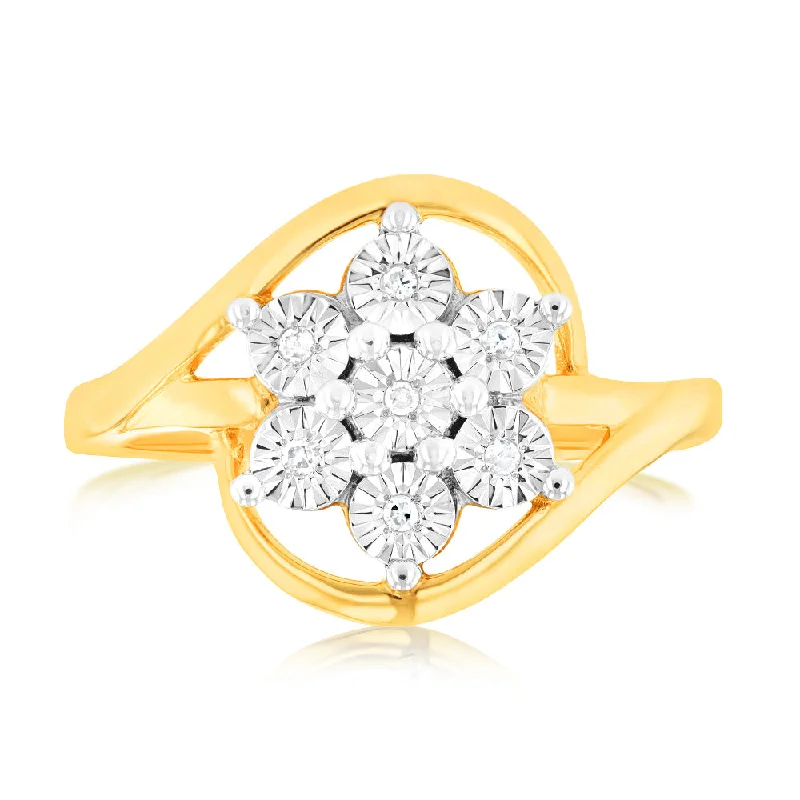Seasonal Jewelry Sale – Upgrade Your Collection 9ct Whitte & Yellow Gold Cross Over Diamond Ring