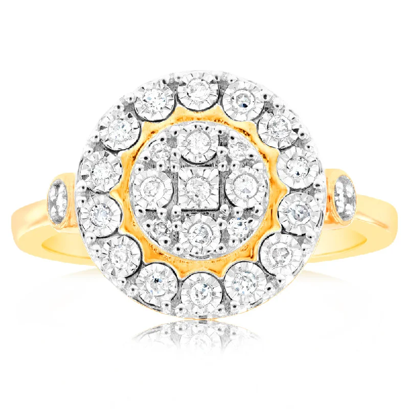 Shine Without Limits – Jewelry Sale Happening Now 9ct Yellow Gold 0.15 Carat Diamond Ring with 25 Diamonds