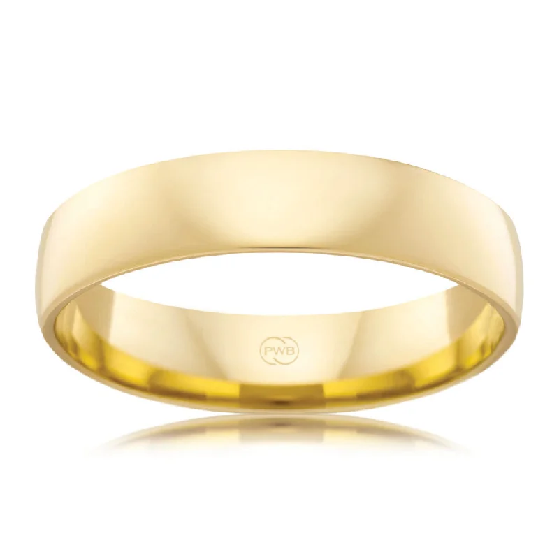 The Perfect Accessory For Less – Jewelry Sale Live 9ct Yellow Gold 5mm Classic Barrel Ezi Fit. Size Z