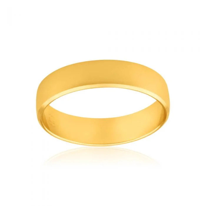 Your Dream Jewelry At Dream Prices 9ct Yellow Gold 5mm Half Round Bevelled Ring. Size S