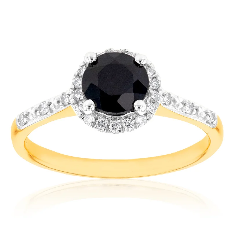 Gorgeous Jewelry, Limited-Time Savings 9ct Yellow Gold 6mm Natural Sapphire and Diamond Halo Ring Gorgeous Jewelry, Limited-Time Savings 9ct Yellow Gold 6mm Natural Sapphire and Diamond Halo Ring
