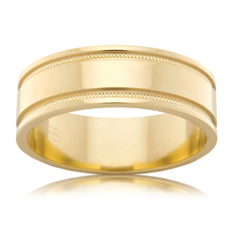 Fashion-Forward Jewelry At Incredible Prices 9ct Yellow Gold 7mm Flat Pattern Ring Size T
