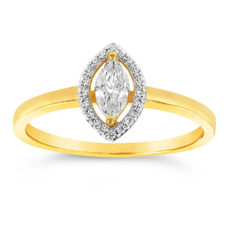 Affordable Luxury Jewelry For Every Occasion 9ct Yellow Gold Cubic Zirconia Marquise Ring