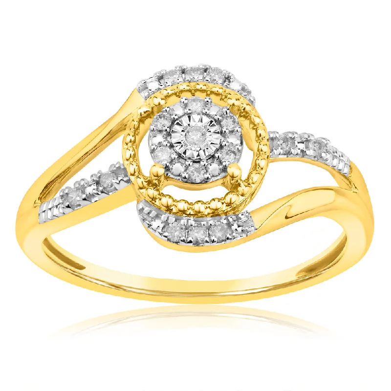 Affordable Luxury Jewelry For Every Occasion 9ct Yellow Gold Diamond Dress Ring