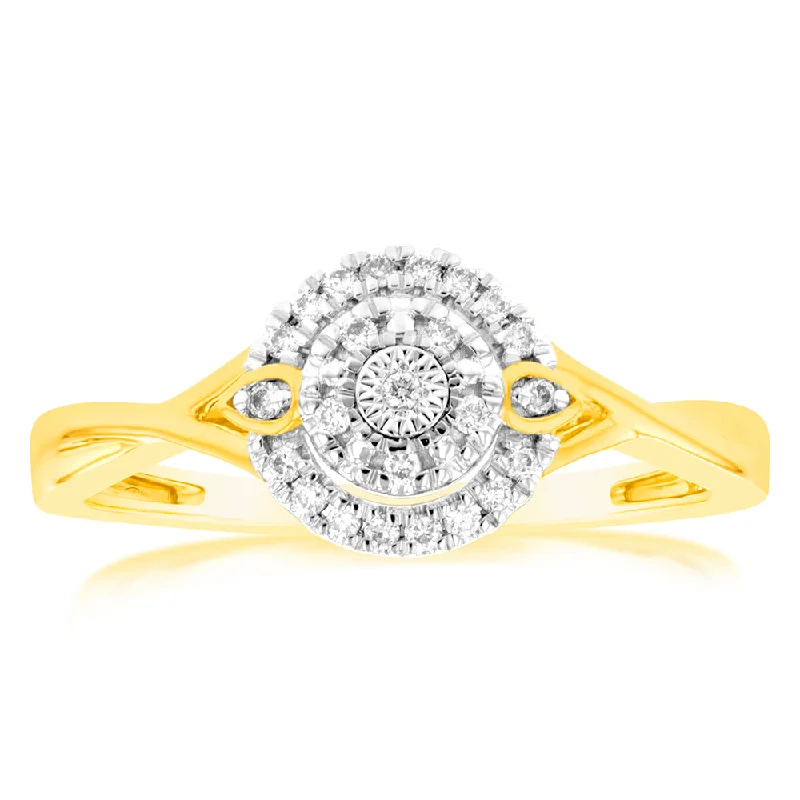 Exclusive Jewelry Sale – Sparkle For Less 9ct Yellow Gold Diamond Dress Ring