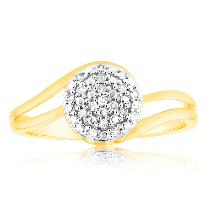 Best-Selling Jewelry Now Available At Special Deals 9ct Yellow Gold Diamond Ring with 19 Brilliant Cut Diamonds