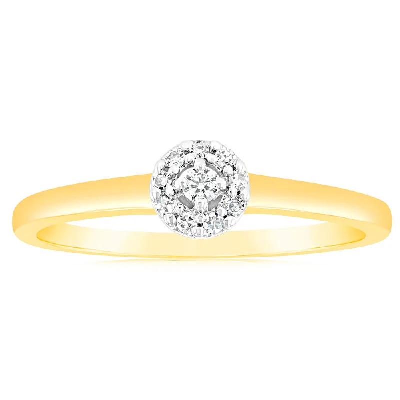 Exclusive Online Discounts On Stylish Jewelry 9ct Yellow Gold Luminesce Lab Grown Ring with 10 Brilliant Diamonds