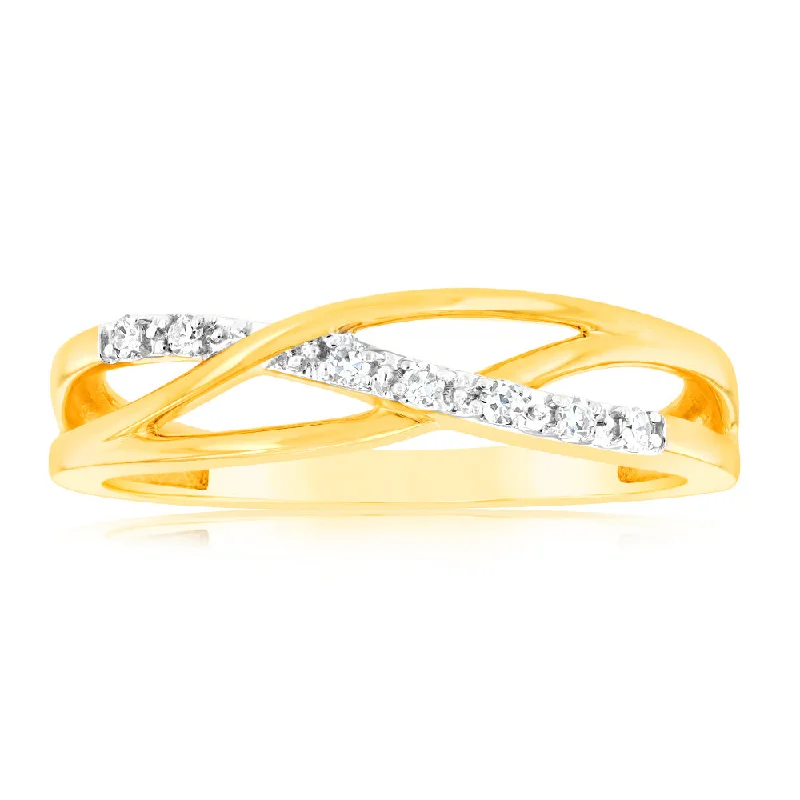 Huge Savings On Premium Jewelry Styles 9ct Yellow Gold Luminesce Lab Grown Ring with 7 Diamonds
