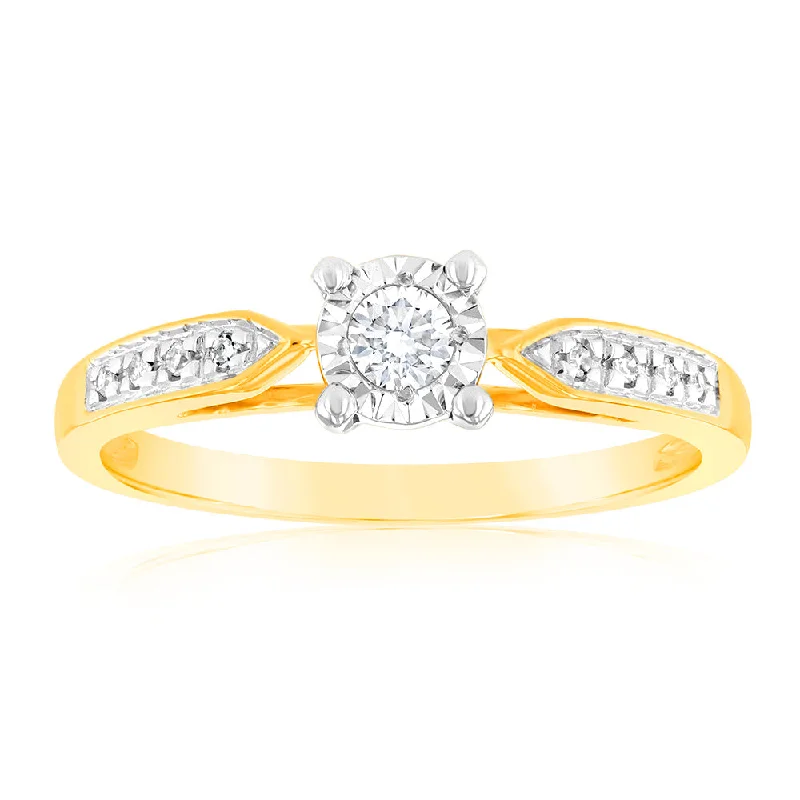Discover Unique Jewelry With Special Limited-Time Offers 9ct Yellow Gold Luminesce Lab Grown Ring With 9 Brilliant Diamonds