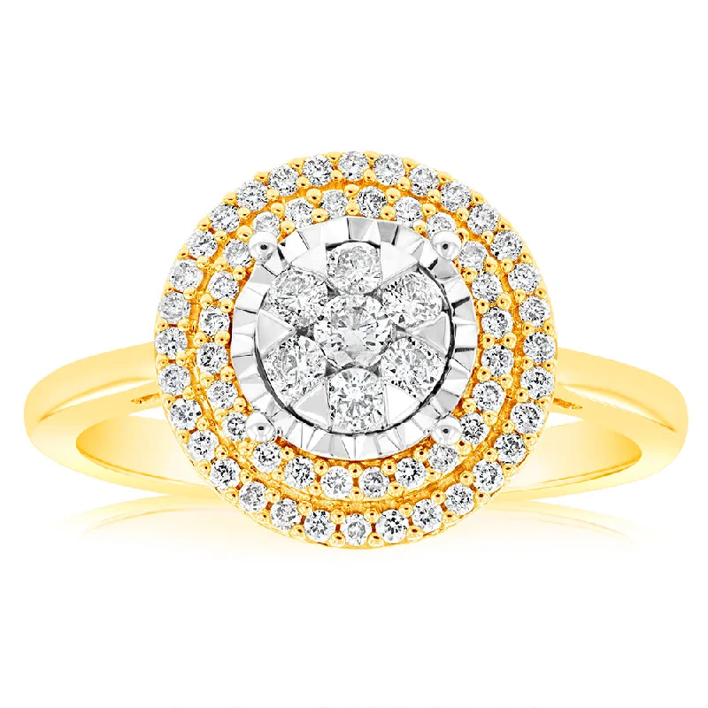 Luxury Jewelry Sale – Elegant Styles At Unbeatable Prices 9ct Yellow & White Gold 0.40 Carat Diamond Dress Ring