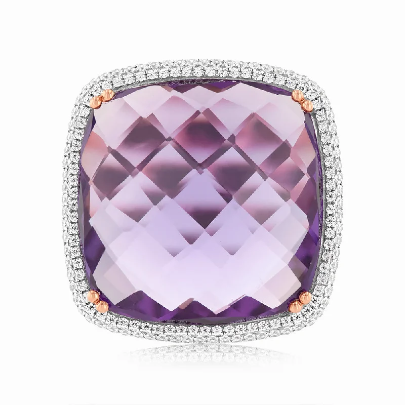 Exclusive Jewelry Bundles At Discounted Rates Amethyst & 0.54ct Cubic Zirconia Ring in 9ct Rose Gold