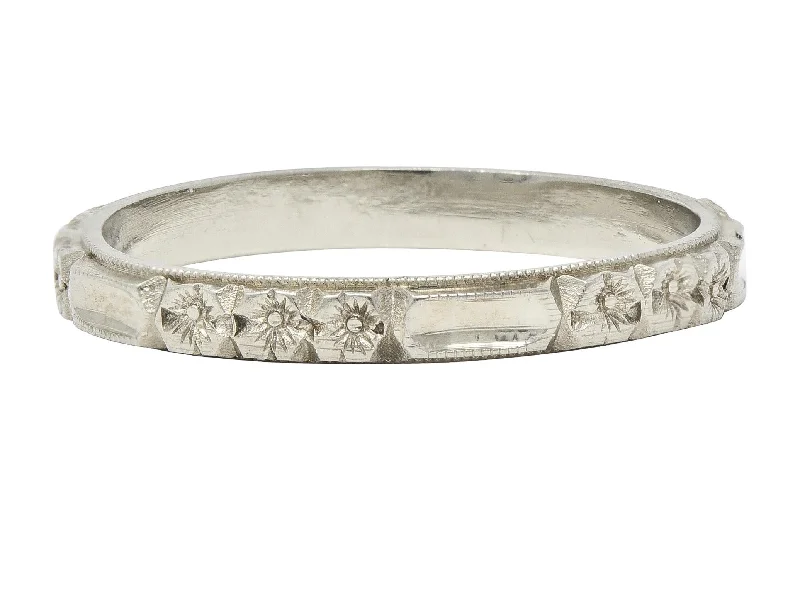 Waterproof Stainless Steel Jewelry For Lasting Beauty Art Deco 14 Karat White Gold Orange Blossom Vintage Wedding Band Ring