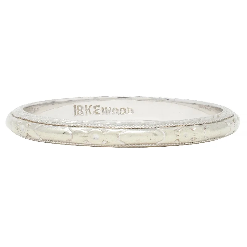 Dazzle With Discounts – Shop Jewelry On Sale Art Deco 18 Karat White Gold Orange Blossom Wheat Wedding Band Ring