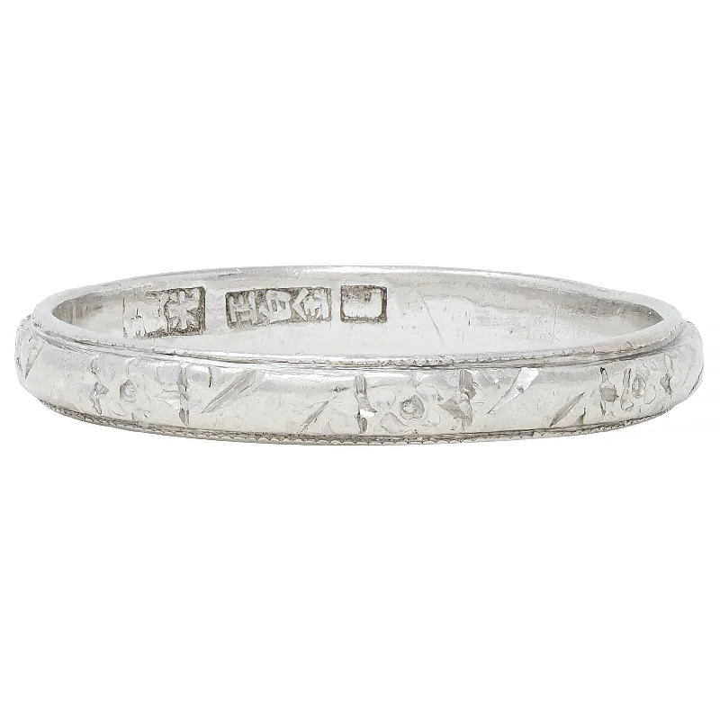 Limited-Time Offer On Elegant Jewelry Pieces Art Deco Platinum Orange Blossom Vintage Wedding Band Ring
