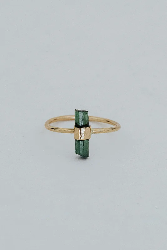 Shop Handcrafted Jewelry At Special Promotional Rates Banded Crystal Ring - Dark Green Tourmaline Shop Handcrafted Jewelry At Special Promotional Rates Banded Crystal Ring - Dark Green Tourmaline