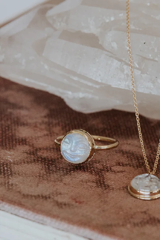 Limited-Time Jewelry Discounts – Shine Without The Splurge Moonstone Moon Face Ring - 14K