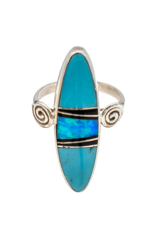 Fine Jewelry, Limited-Time Offers Available Onyx, Opal, & Sleeping Beauty Turquoise Inlay Ring | C. Webster