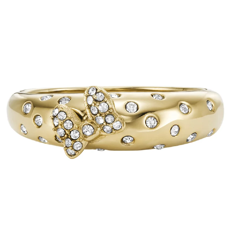Huge Savings On Premium Jewelry Styles Disney Minnie Mouse Gold Plated Stainless Steel Glass Crystal Bow Domed Ring 100th Disney Anniversary